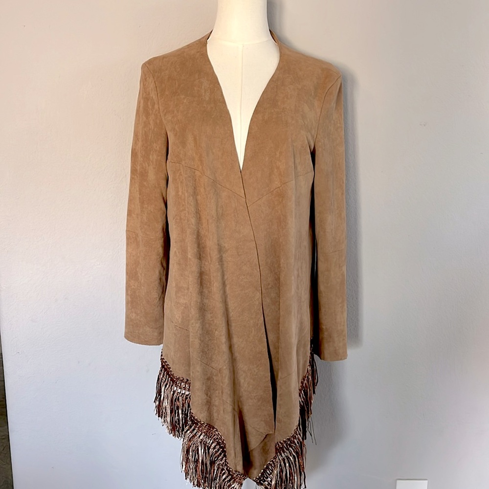 CRIPPLE CREEK faux-Suede western duster cardigan